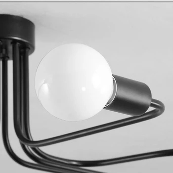 4 6 8 Iron Spider Lampa Svítidlo Průmyslové Vintage Stropní Světla Listry E27 Černá Moderní Stropní Svítidlo pro Obývací Pokoj
