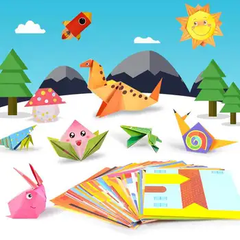 54pcs/sada Kreslený Vzor Origami Kingergarden Umělecké Řemeslo DIY Vzdělávací Hračky Papír Double Sided Tvořivost Hračky pro Děti