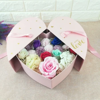 Přitahuje Srdce Tvar Půl-Otevření Papírové krabičky s Vnitřní Zásuvka Drží Květiny & Dárky Šťastný Valentýn balení