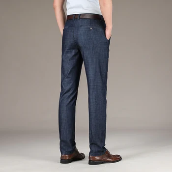SHAN BAO vysoce kvalitní měkké modální bavlna stretch fit rovné džíny klasické výšivky obchodní ležérní pánské letní tenké džíny