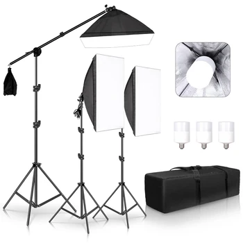 Profesionální Foto Studio-Softbox Světla Nepřetržitého Osvětlení Kit Příslušenství Zařízení S 3ks Měkké Box,LED Blub,Stativ