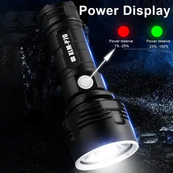 Super Výkonné LED Svítilna L2 XHP50 Taktické Pochodeň USB Dobíjecí Linterna Vodotěsná Svítilna Ultra Světlé Lucerna（bez baterie）
