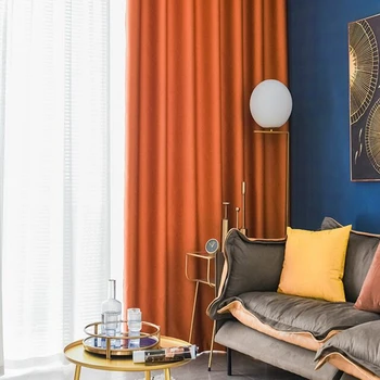 Nordic Luxusní Moderní Ložnice Oranžová Případě Obilí Texturou Žakárové Blackout Závěs pro Obývací pokoj Jednoduchý Pro Pevné Kuchyň MY091D