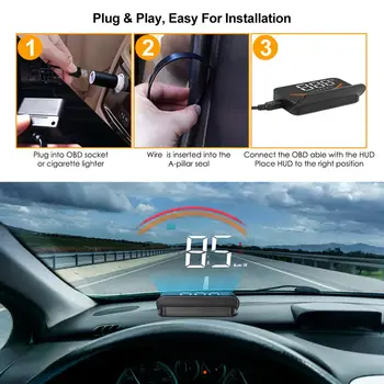 OBD2 HUD Displej, GPS, Rychloměr, Digitální OverSpeed Varování, Najeto Napětí čelní Sklo Head-Up Display Auto Bezpečnostní Alarm M11