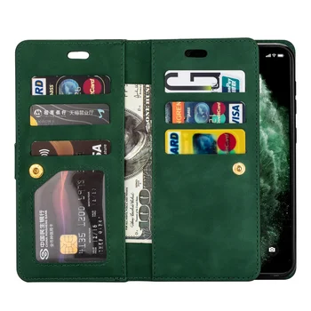 Peněženka Pouzdro Pro iPhone 11 Pro Max X Xr Xs 6 6s 7 8 Plus 5 5S SE Zipem Kožené Flip Telefon Bag Obal S Kartou Kapsy Stát Coque