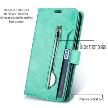 Peněženka Pouzdro Pro iPhone 11 Pro Max X Xr Xs 6 6s 7 8 Plus 5 5S SE Zipem Kožené Flip Telefon Bag Obal S Kartou Kapsy Stát Coque