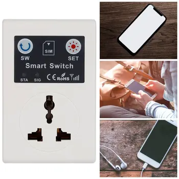 Profesionální 220V Telefon RC Dálkové Bezdrátové Ovládání Smart Switch GSM Zásuvka Napájecí Konektor pro Domácí Spotřebiče pro Domácnost, EU Plug