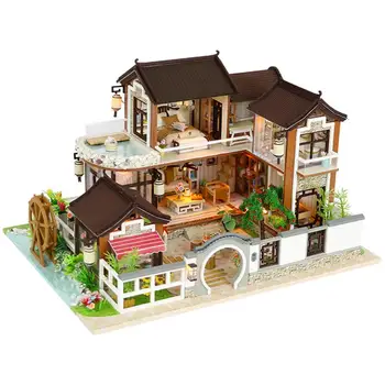 DIY Domeček pro panenky Antické Architektury Bez Prachu Zakryjte Nábytek Dřevěný Dům dětské Hračky Sváteční Čas