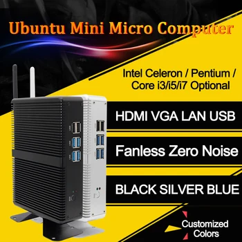 Fanless Mini PC Nuc Intel i7, i5 7200U i3 7100U DDR3L Paměti Mini PC, Windows 10, Linux Desktop Počítač 4K HTPC HDMI, VGA WiFi 300M