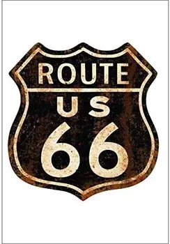 Plechová cedule Route 66 - Nové Retro Nástěnné Domácí Bar Pub Vintage Cafe Dekor, 8x12 Palců