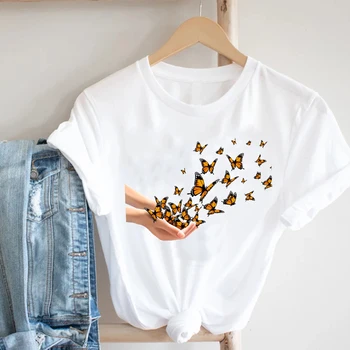 Ženy Butterfly Krátký Rukáv Jaro-Léto je Trend, Tisk Oblečení, Módní Oblečení Print Tee Top Tričko Ženy Grafické T-shirt