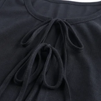 Zell&Dincht Ženy Letní Sexy Černé krajky-up Svetry Crop Topy Svetr krátký Rukáv Ženy Ležérní Krátký Svetr Top Streetwear