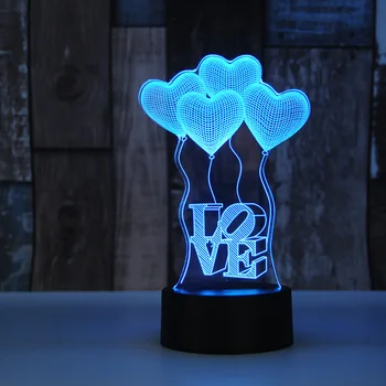 Dárek Pro Přítelkyni, Dárek Tvaru Srdce Barevné 3D Hologram Lampa USB Akryl Světla Romantické Lásky Dar Valentines Den Dárek