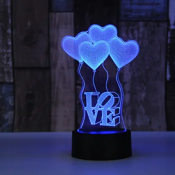 Dárek Pro Přítelkyni, Dárek Tvaru Srdce Barevné 3D Hologram Lampa USB Akryl Světla Romantické Lásky Dar Valentines Den Dárek