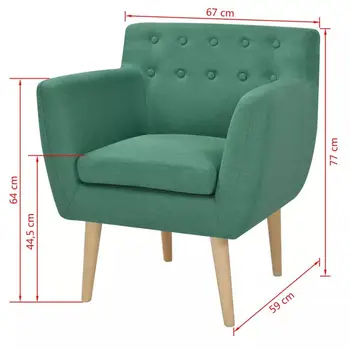 Jednoduché Látkové Křeslo 67x59x77cm Zelená/Žlutá pro Ložnici, Obývací Pokoj Měkké Křeslo Dekorativní Křeslo Lounge Chair New Příjezdu