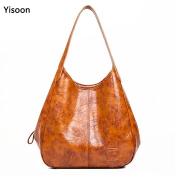 Vysoce Kvalitní Ženy Ležérní Kabelka Kabelka Velká Kapacita Tote Bag Luxusní Vintage Kožená přes Rameno Crossbody Tašky pro Ženy