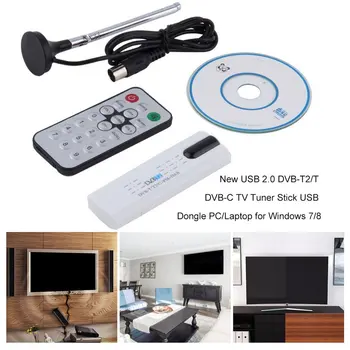 Digitální DVB-T2/T DVB-C USB 2.0 TV Tuner Stick HDTV Přijímač s Anténou Dálkové Ovládání HD USB Dongle PC/Notebook pro Windows