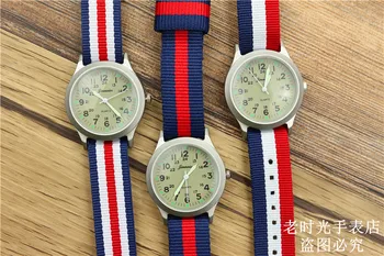 NAZEYT nové módní unisex armádní hodinky blízkém chlapci dívky svítící ručičky multicolor nylon náramkové hodinky teenager sportovní dárek hodiny