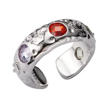 Kinel Stříbro 925 Šperky Barevný CZ Prsteny pro Ženy, Svatební Zásnubní Párty Doplňky, Dárek