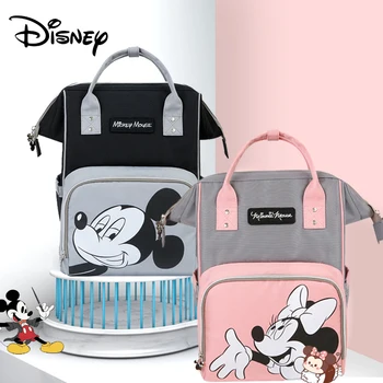 Disney Mickey Minnie USB Plenka Taška Velká Kapacita Mumie Mateřské Nappy Bag Dětské Cestovní Batoh Pro Péči o Dítě Taška Zdarma Háčky