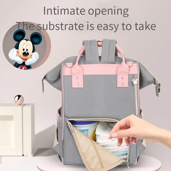 Disney Mickey Minnie USB Plenka Taška Velká Kapacita Mumie Mateřské Nappy Bag Dětské Cestovní Batoh Pro Péči o Dítě Taška Zdarma Háčky