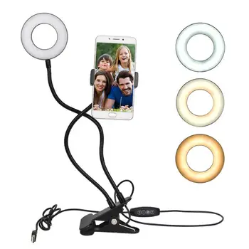 Držák telefonu dual Selfie Flash Ring Light Držák Mobilního Telefonu 24 LED Camera 2 v 1 Dlouhé Flexibilní Rameno USB Klip pro Live Stream