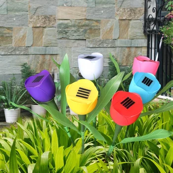 6ks Tulip Flower Tvar LED Solární Světlo Venkovní Zahrada, Yard, Krajina, Trávník Dekorace Lampa Držet Zahradní Solární Lampa