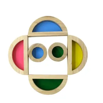 Kreativní Akrylové Rainbow Vzdělávací Hračka Věž Hromadu pro Děti Diy Dřevěná Asambláž Věž Hromadu Děti Dřevěné Stavební Blok