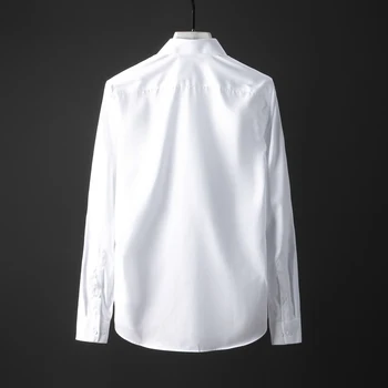 Plus velikosti 48 4XL Muži Tričko Plná barva dlouhý rukáv Slim Casual Business mužské Šaty, Košile 2019 Čisté Bavlny Košile homme