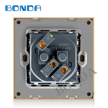 BONDA EU Standard bílá černá gold Crystal Glass Panel, AC 110 250V 16A Napájecí Socket16A 2100ma Elektrické Nástěnné Zásuvky
