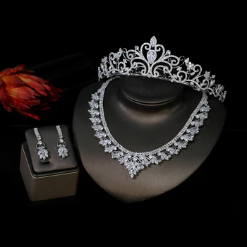 ASNORA Módní 3A zirkony čelenka set, Evropské šperky dámské šperky vhodné pro svatební svatební šperky set T0870