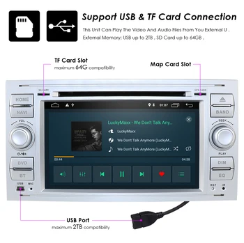 Auto Multimediální Přehrávač, GPS Android10.0 2 Din Pro Ford/Mondeo/Focus/Transit/C-MAX Auto Rádio Bluetooth DVR Auto rádio Audio DAB-MAPA