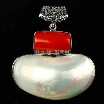 ( 1 ks/lot) Nové Zabalené matka perel shell Přívěsek Červené Korálové Korálky Přívěsek
