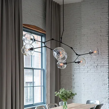 Nordic postmoderní LED větev stromu molekulární lampa závěsná lampa Krytý obývací pokoj restaurace kouzelná fazole sklo přívěsek světlo