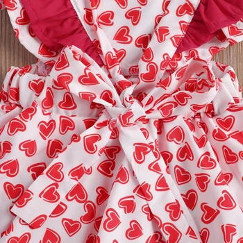 Valentine\'s Den Krásné Dítě Dítě Dívky Body, Čelenka Láska Srdce Tisk Volánky Krátký Rukáv Kombinézy