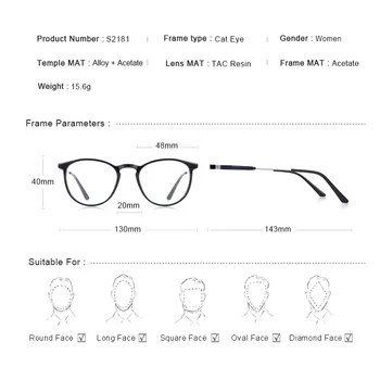 MERRYS DESIGN Ženy Retro Oválné Brýle Rám Módní Brýle Krátkozrakost Předpis Optické Brýle S2181