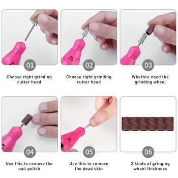 Elektrický Nabíjecí USB Hřebík Vrtací Stroj Kit Gel na nehty Odstranit Nail Art Pen Pedikúra pilník na Nehty, Manikúra Stroj Nail Art Nástroje