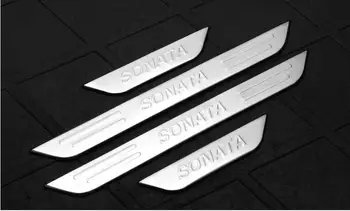 Vysoce kvalitní nerezové oceli Šoupat Deska/Dveře, Parapet Protector Samolepka Car Styling Pro Hyundai SONATA