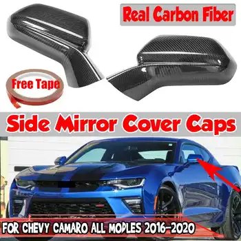 2x Real Carbon Fiber Auto Boční Dveře, zpětné Zrcátko, Kryt Čepice Pro Chevrolet Pro Camaro Všechny Modely 2016-2020 Add-On Zrcadlo Kryt