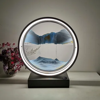Kreativní Retro Přesýpací hodiny stolní lampa Craft písku 3D Přírodní Krajina, Tekoucí Písek Obraz Pohybující se Přesýpací hodiny Noční Lampa Domů