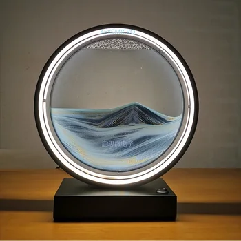 Kreativní Retro Přesýpací hodiny stolní lampa Craft písku 3D Přírodní Krajina, Tekoucí Písek Obraz Pohybující se Přesýpací hodiny Noční Lampa Domů