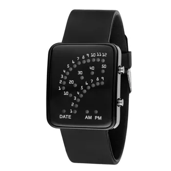 LED Digitální Náramkové hodinky Módní korejské Verzi Jelly Pánské Hodinky Osobnost Tvůrčí Fan-tvaru Elektronická zegarek damski