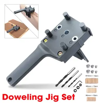 1/44pcs zpracování Dřeva Dowelling Jig Sada 6/8/10mm vrtáky Drill Guide Kit pro Truhlářství Doweling Jig Saw Otvor Nástroje