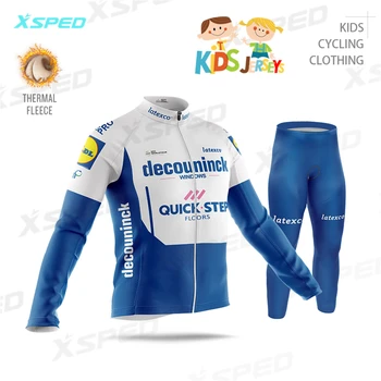 Dětské Cyklistické Oblečení Boy Dlouhý Rukáv Dres Sada Mistr Světa Roku 2020 Zimě Děti Tepelná Bunda Julian Alaphilippe Uniformu