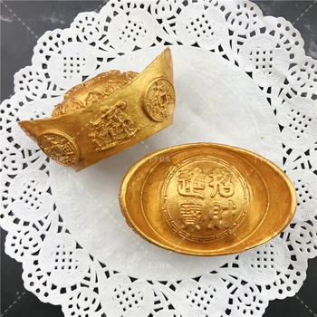 Hot Prodej Čínské Zlaté Ingoty Ve Tvaru Silikonové Čokoládové Formy Cookie Šablony Peněz, Formy Pro Fondant Dort Zdobení Nástroje