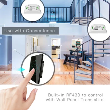 RF433 WiFi Smart Wall Dotykový Spínač Ne Neutrální Vodič Zapotřebí Inteligentní Jeden Drát vypínači Práce s Alexa Google Domov 170-250V