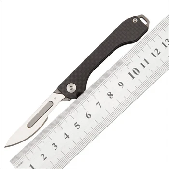 Uhlíkové Vlákno Otevřít Box Nůž s Cut Lano, Nůž Mini Venkovní Multifunkční Skládací Skalpel Nůž