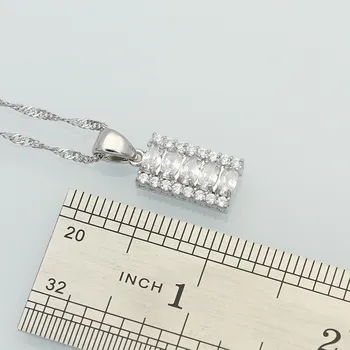 925 Stříbrné Šperky Bílé Australský Crystal Šperky Sady pro Ženy, Svatební Náramky/Náhrdelník/Přívěsek/Náušnice/Prsten