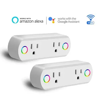 Wi-fi Smart Plug Socket 2 v 1 Dual Smart Plug Dálkový Vypínač Pro Alexa /Google Domova US Zástrčka Doprava Zdarma