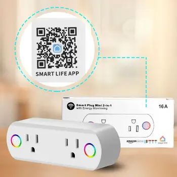 Wi-fi Smart Plug Socket 2 v 1 Dual Smart Plug Dálkový Vypínač Pro Alexa /Google Domova US Zástrčka Doprava Zdarma